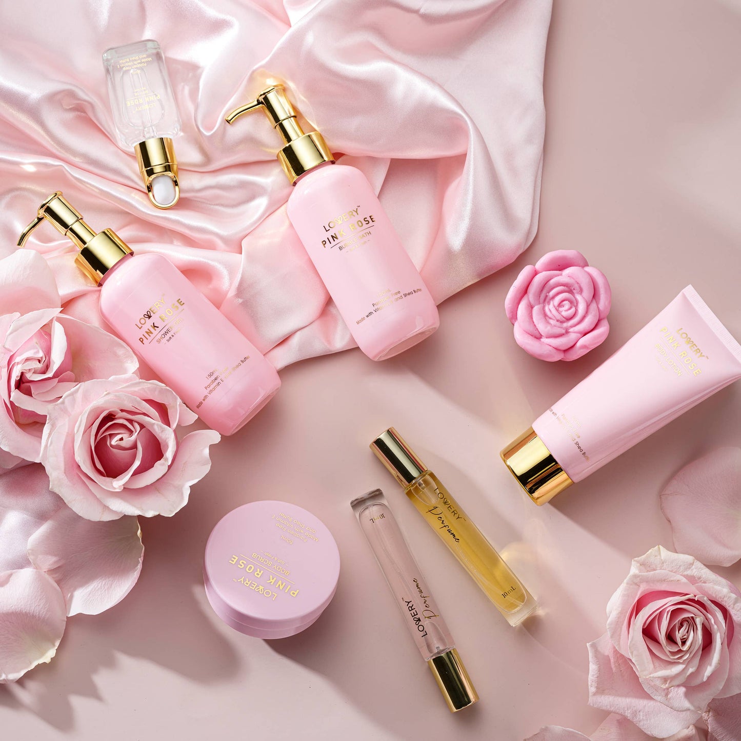 Luxury Pink Rose Bath and Body Set, 18pc Birthday Spa Kit