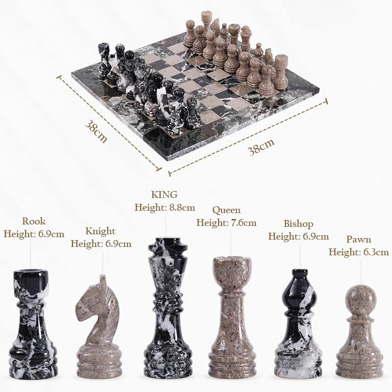 Marble Chess Set 38cm – Black Zebra & Oceanic