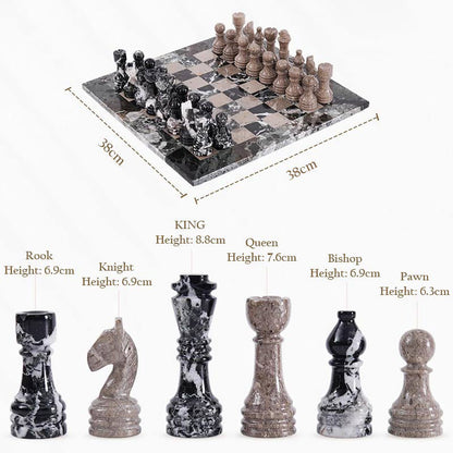 Marble Chess Set 38cm – Black Zebra & Oceanic