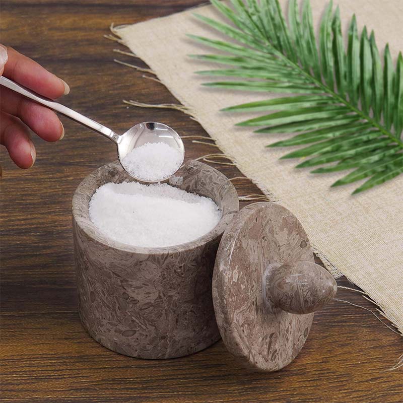 Marble Single Salt Cellar with Spoon