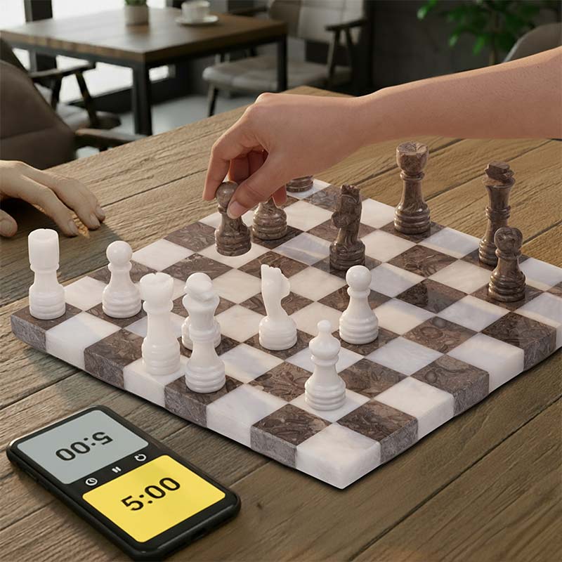 Marble 30cm Borderless Chess Set