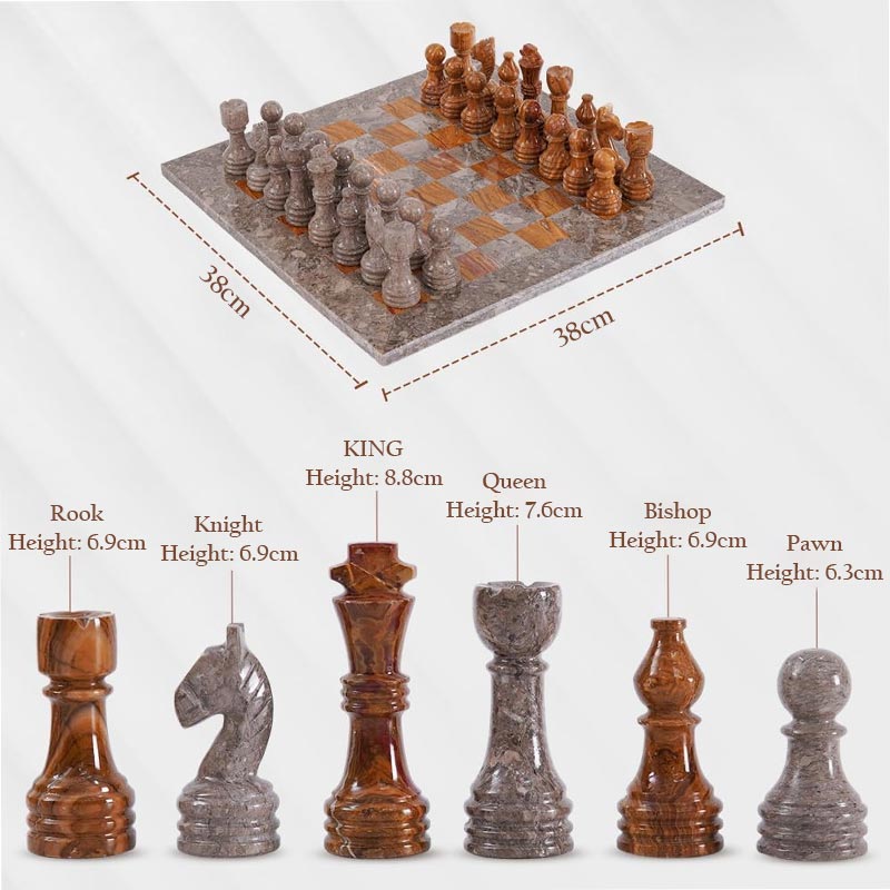 Marble Chess Set 38cm – Oceanic & Red