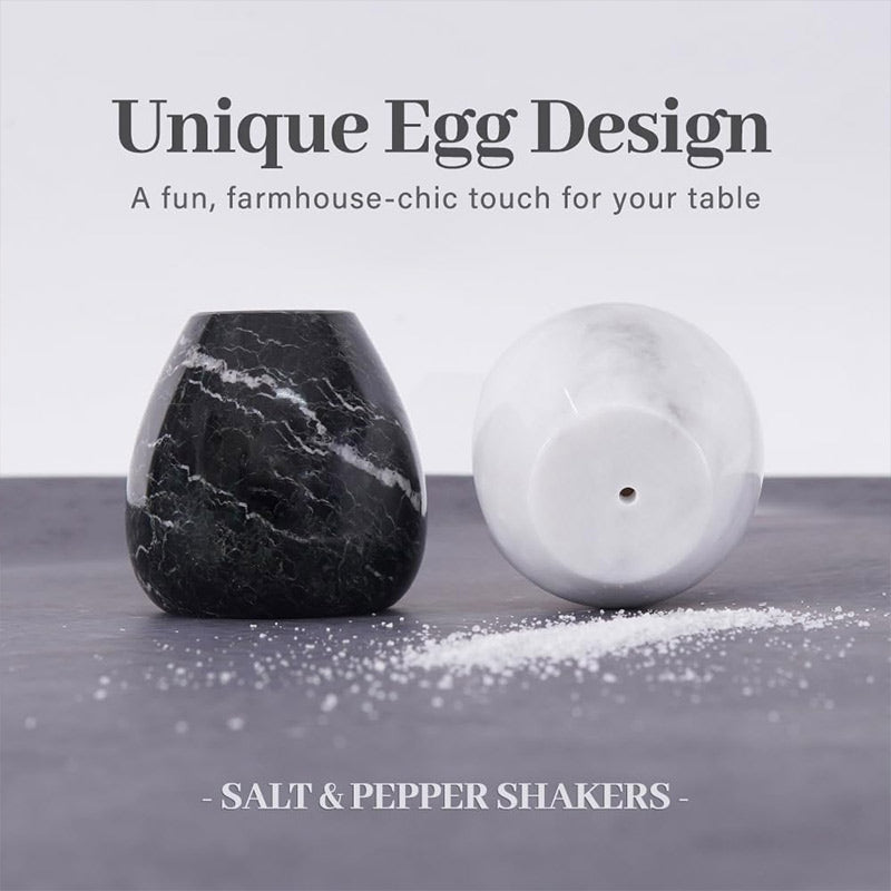 Marble Salt and Pepper Egg Shape Set of 2