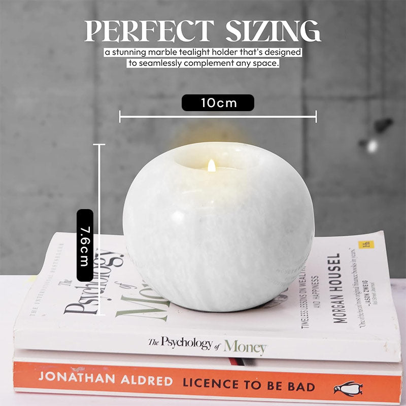 Marble Tealight Candle Holder - Set of 2 (White)