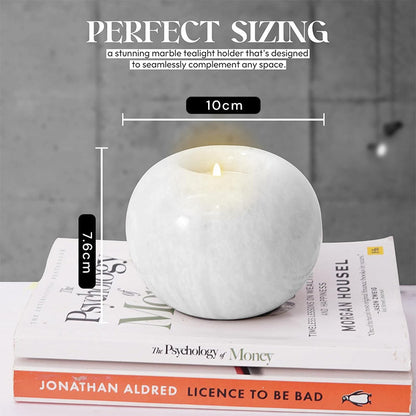 Marble Tealight Candle Holder - Set of 2 (White)
