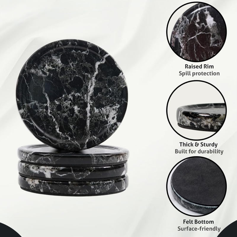Marble Coaster Plates - Depth Design - Set of 4