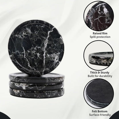 Marble Coaster Plates - Depth Design - Set of 4