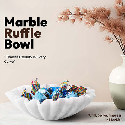 Marble Ruffle Fruit Bowl (White)