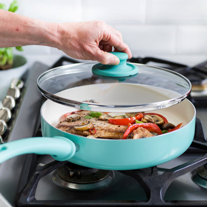 GreenLife Soft Grip 12-piece ceramic cookware set in turquoise — image 3