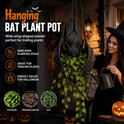 Hanging Bat Plant Pot — Gothic Halloween Planter 10