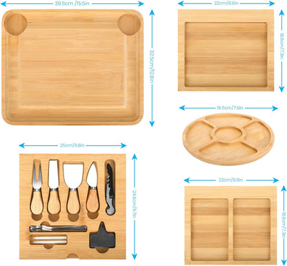 Bamboo Cheese Board & Knife Set – Large Charcuterie Board with Accessories Perfect Housewarming Gift for Women, Couples, Weddings & Bridal Showers | Entertain in Style