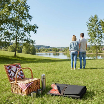 Jacaru 8003XL Giant Oilskin Picnic Blanket — 195 x 145cm Water-Resistant Rug with Tartan Flannelette Lining — image 8