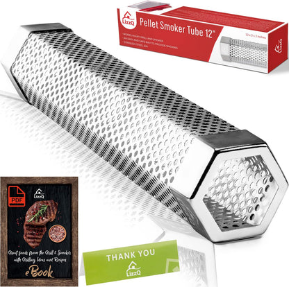 LizzQ Premium Pellet Smoker Tube 12-5 Hours of Billowing Smo