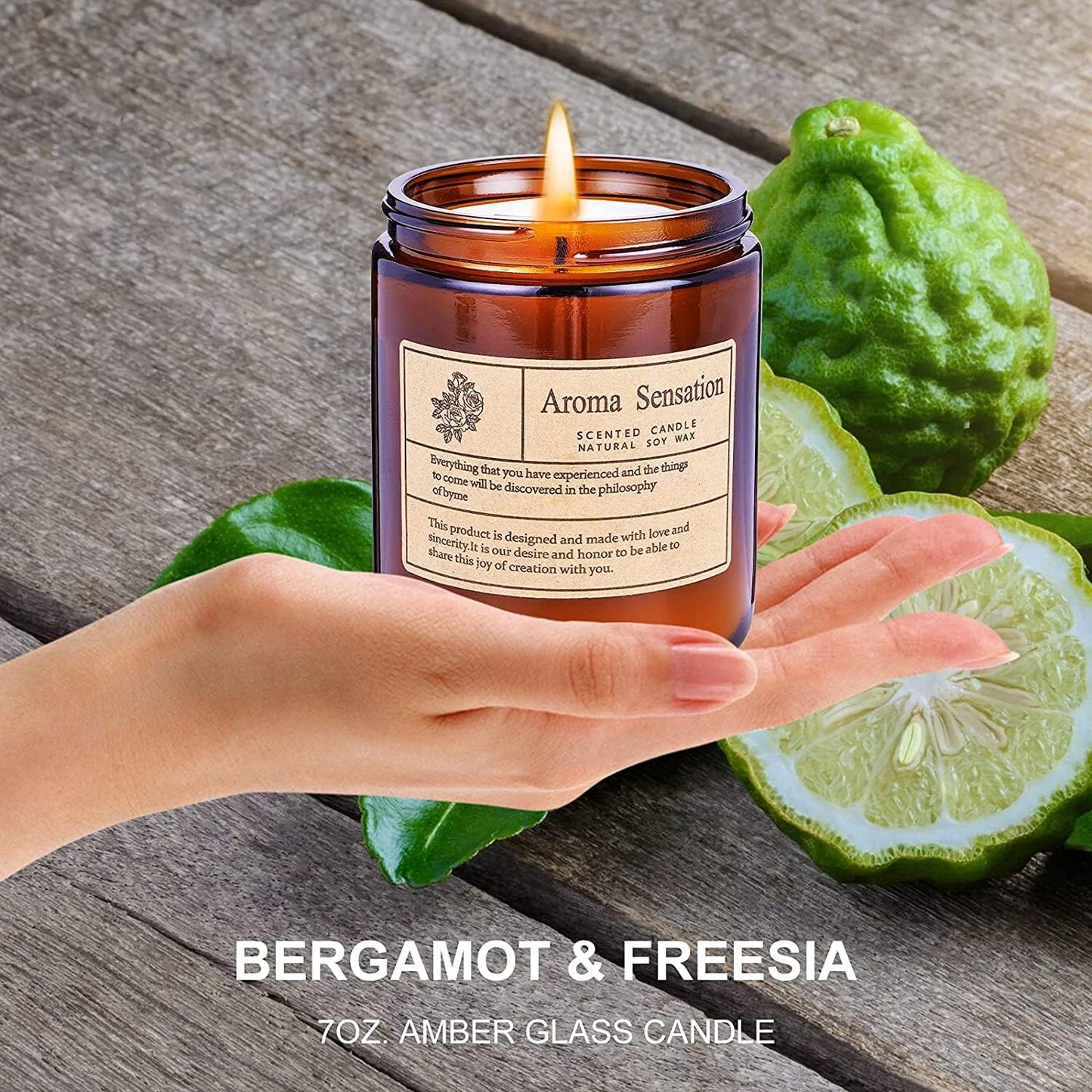 Scented Candles, Highly Scented, Natural Wax, 40 Hours Long Burning, Aromatherapy Candles with Aesthetic Amber Glass, Clean Delicate Fruity Scent for Calming & Stress Relief(Lavender Eucalyptus)