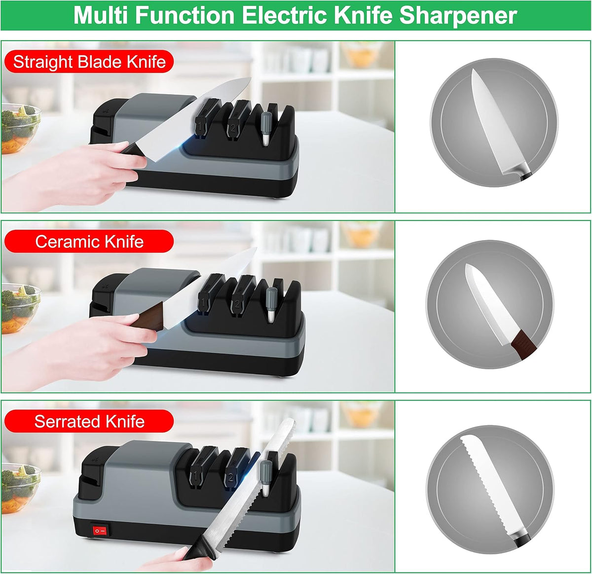 Electric Knife Sharpener- 4 in 1 Electric Knife Sharpeners