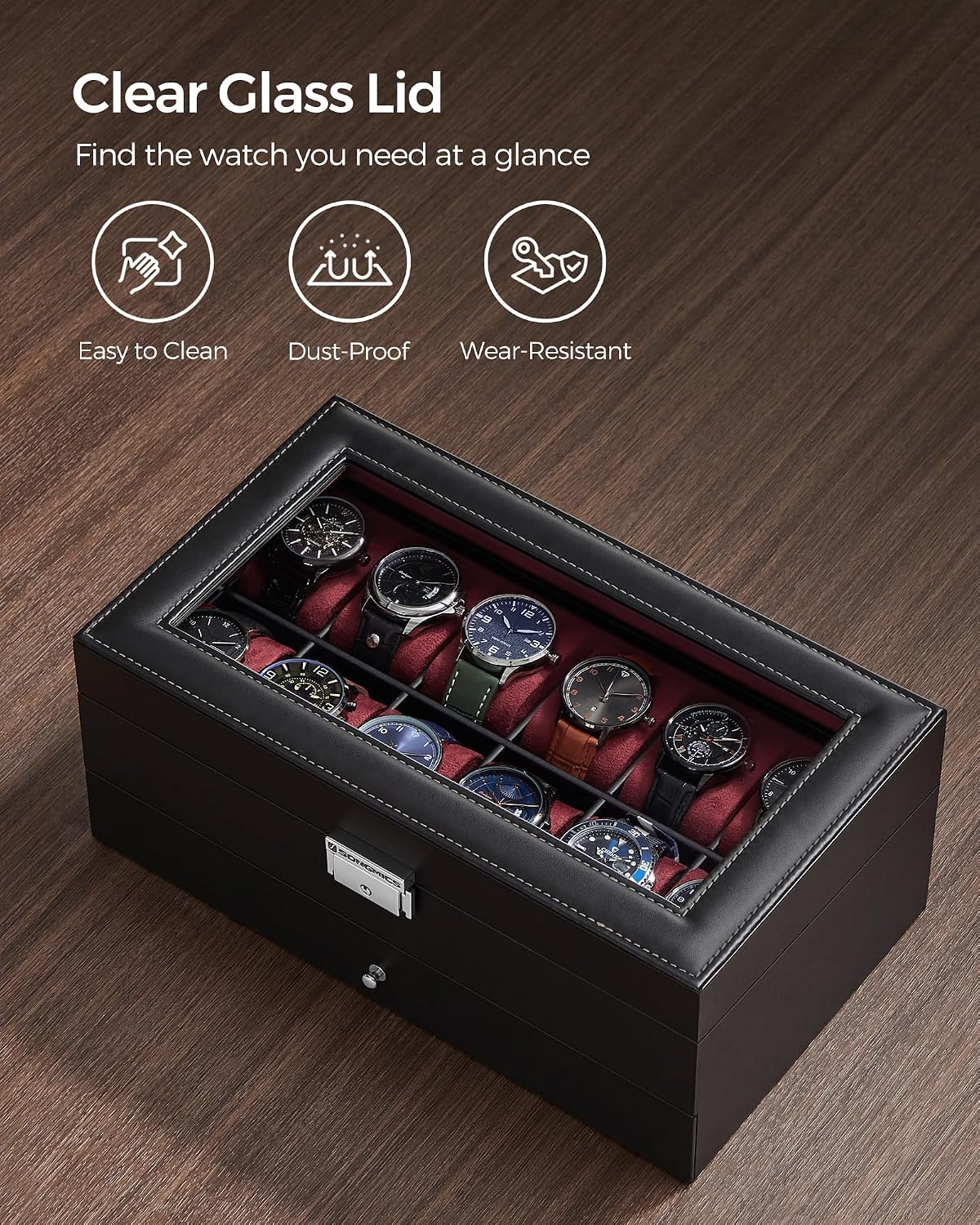 SONGMICS 12-Slot Watch Box