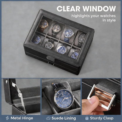 ProCase Watch & Jewelry Box with Drawer for Men -Black