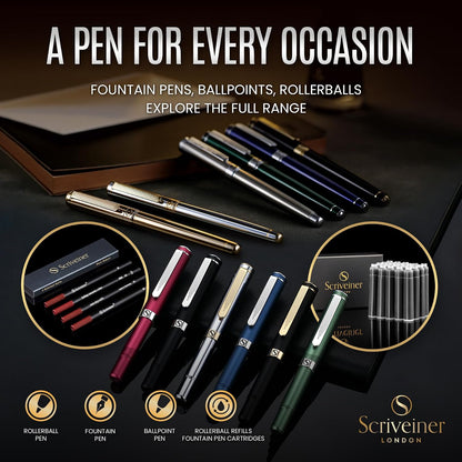 Scriveiner Silver Chrome Ballpoint Pen - Stunning Luxury Pen