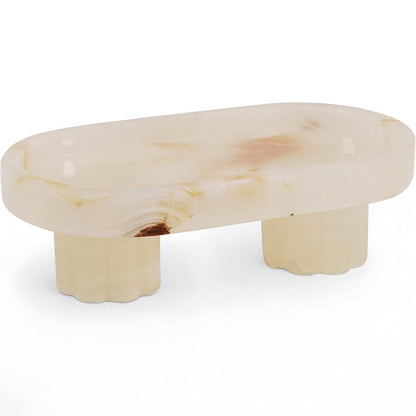 Marble Pedestal Oval Tray