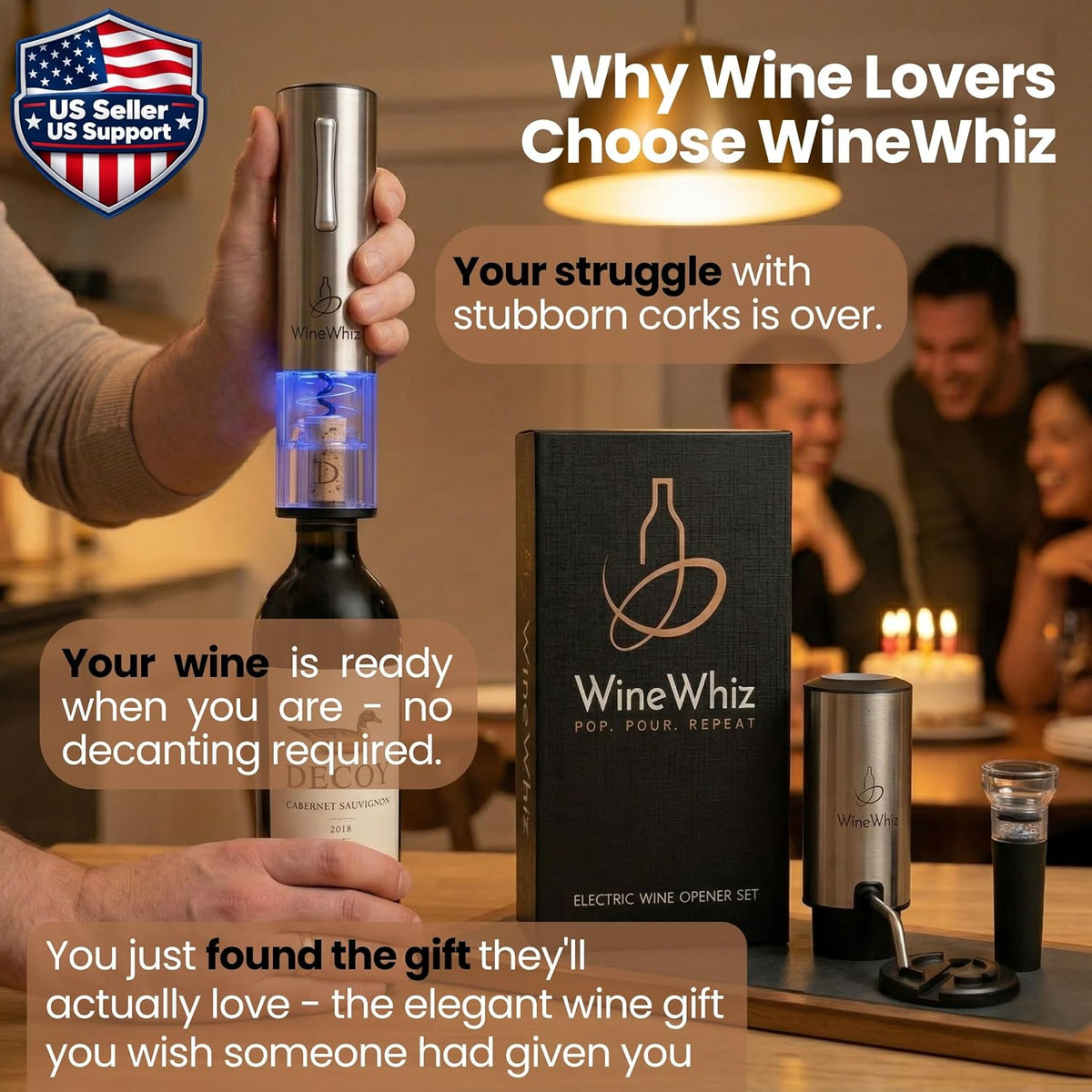 Electric Wine Aerator & Opener Set with Accessories