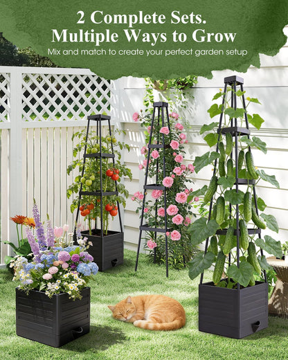 Raised Garden Bed Planter Box with Trellis