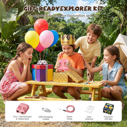 ARNSSIEN 2-in-1 Kids 1000x Microscope & Telescope