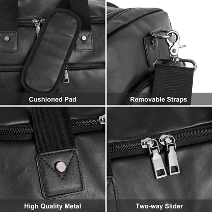 Leather Travel Bag with Shoe Pouch