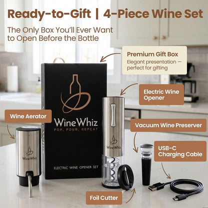 Electric Wine Aerator & Opener Set with Accessories