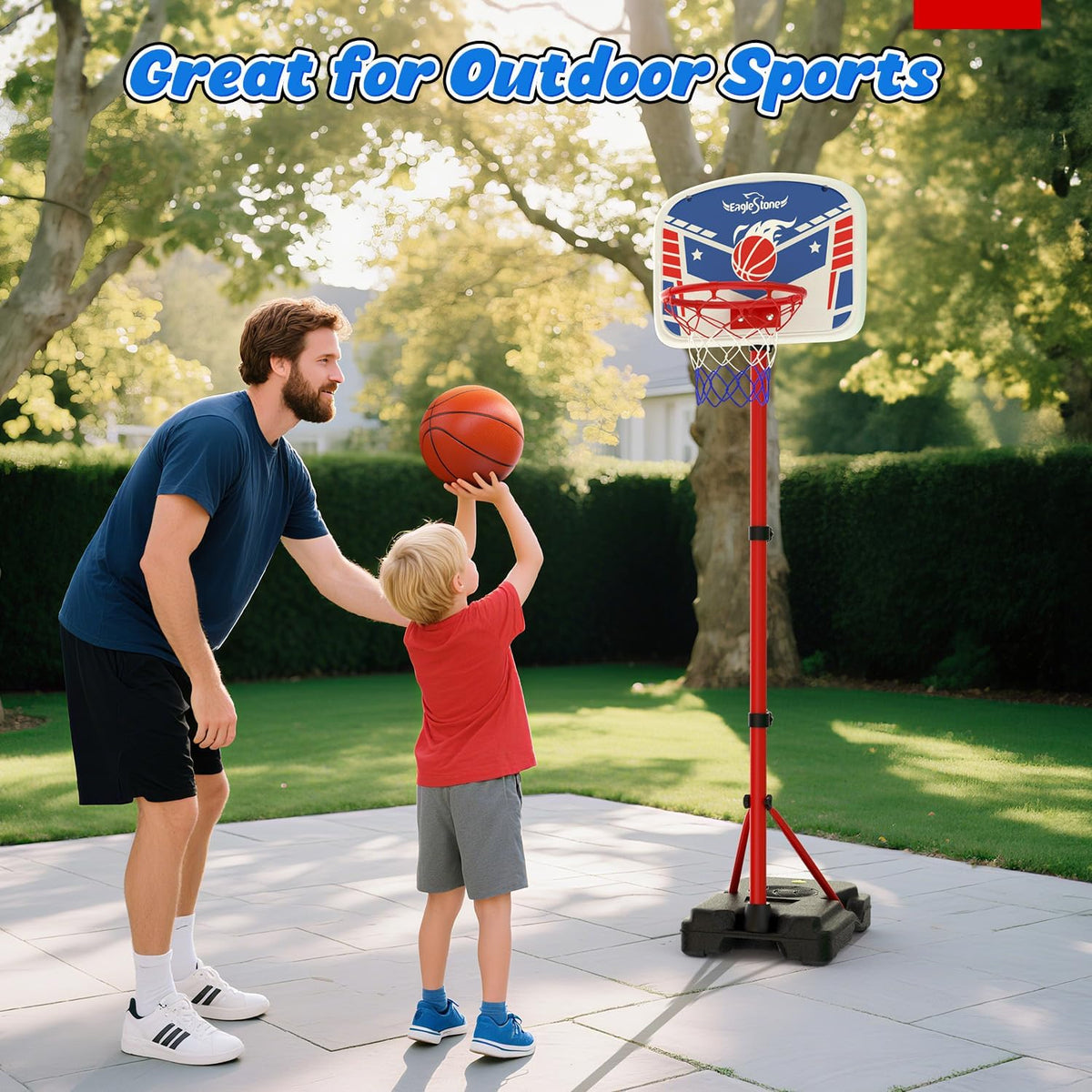 EagleStone Kids Adjustable Height Basketball Hoop with Stand