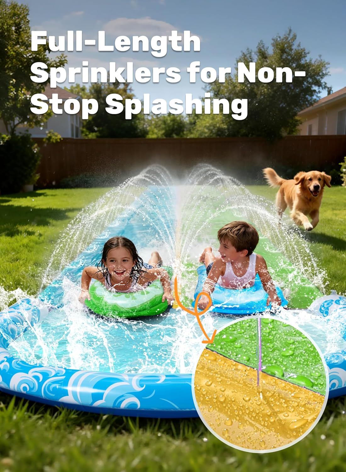 JOYIN 32.5ft double lane water slide with sprinkler and body boards