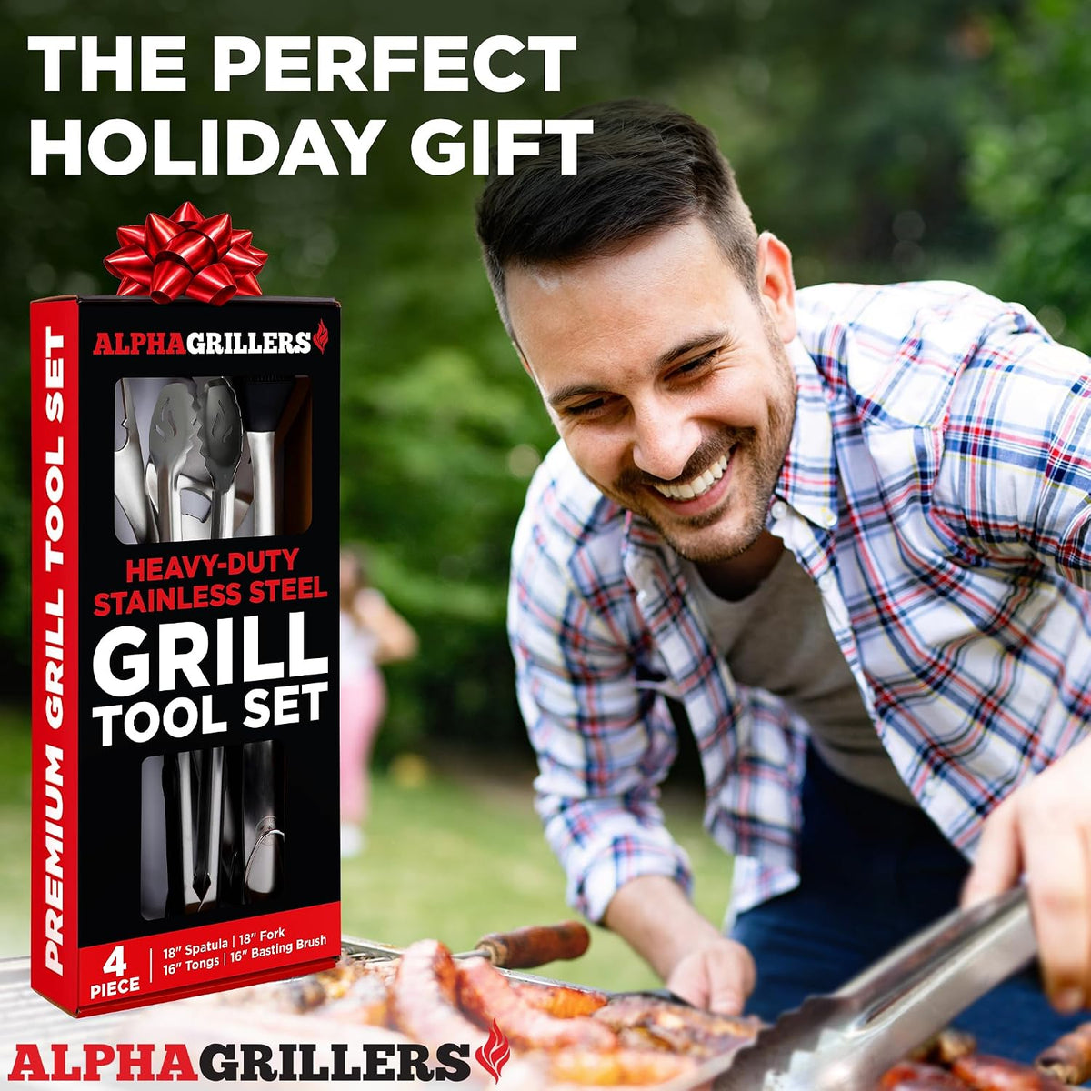 Alpha Grillers Heavy Duty BBQ Accessories - 4pc Grill Tool S