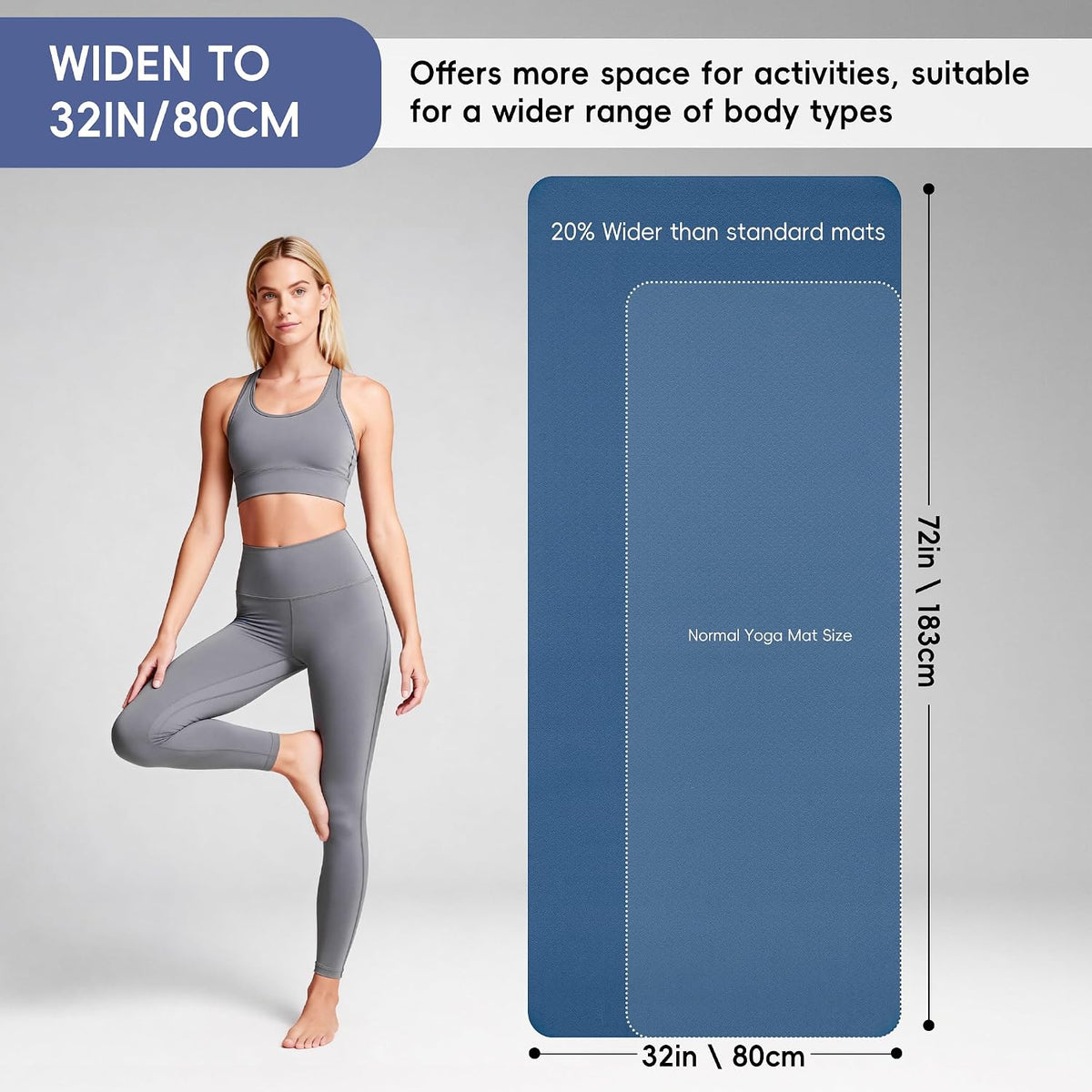 Extra Wide Yoga Mat 183x80cm (72"x32")