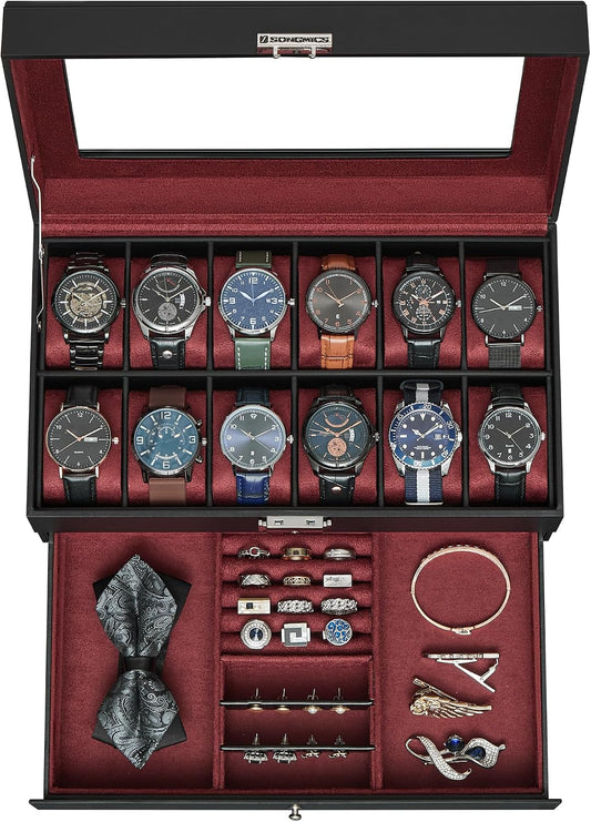 SONGMICS 12-Slot Watch Box