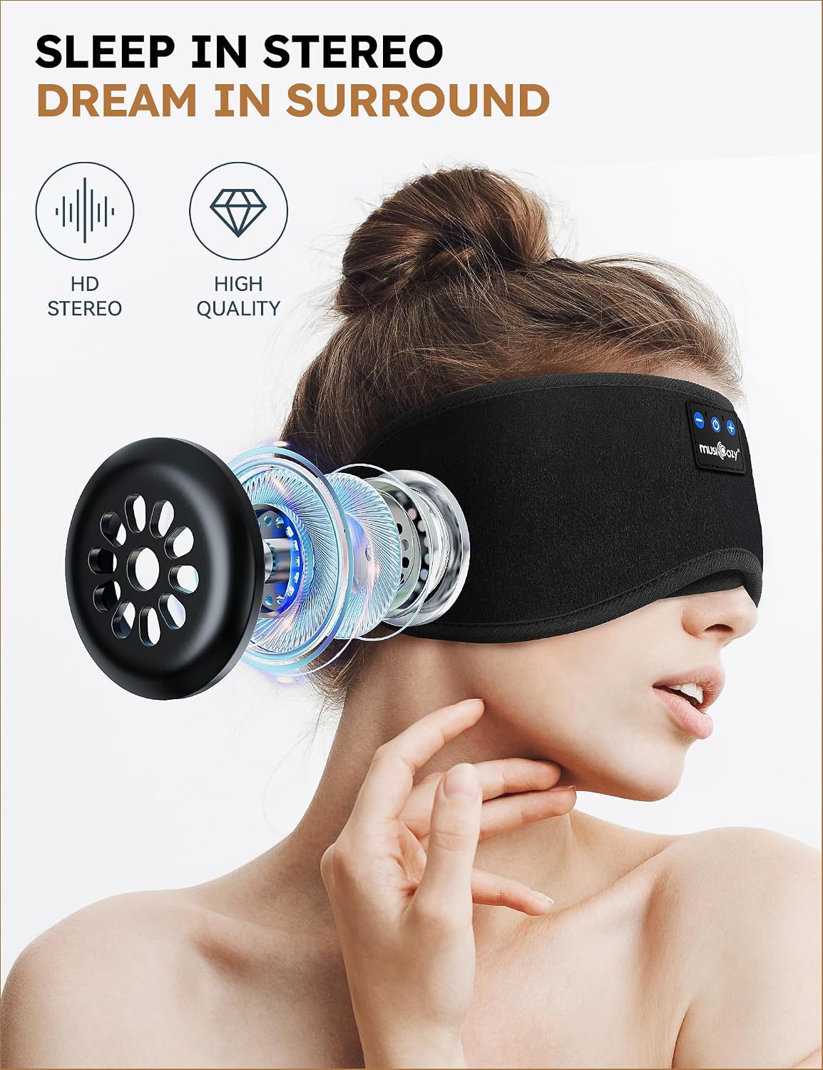 MUSICOZY Sleep Headphones Bluetooth 5.4 Headband Sleeping He