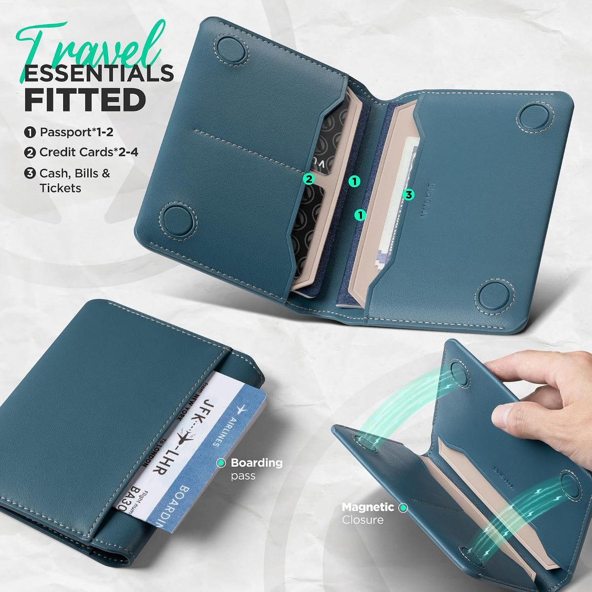 VULKIT Slim Minimalist Passport Wallet RFID Blocking Passpor