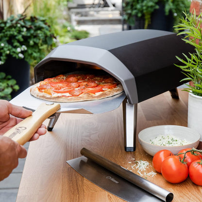 Chef Pomodoro Aluminum Metal Pizza Peel with Foldable Wood H