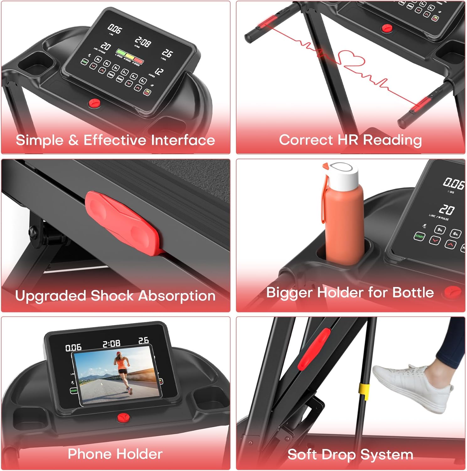 WENOKER treadmill LCD console, heart rate and holders