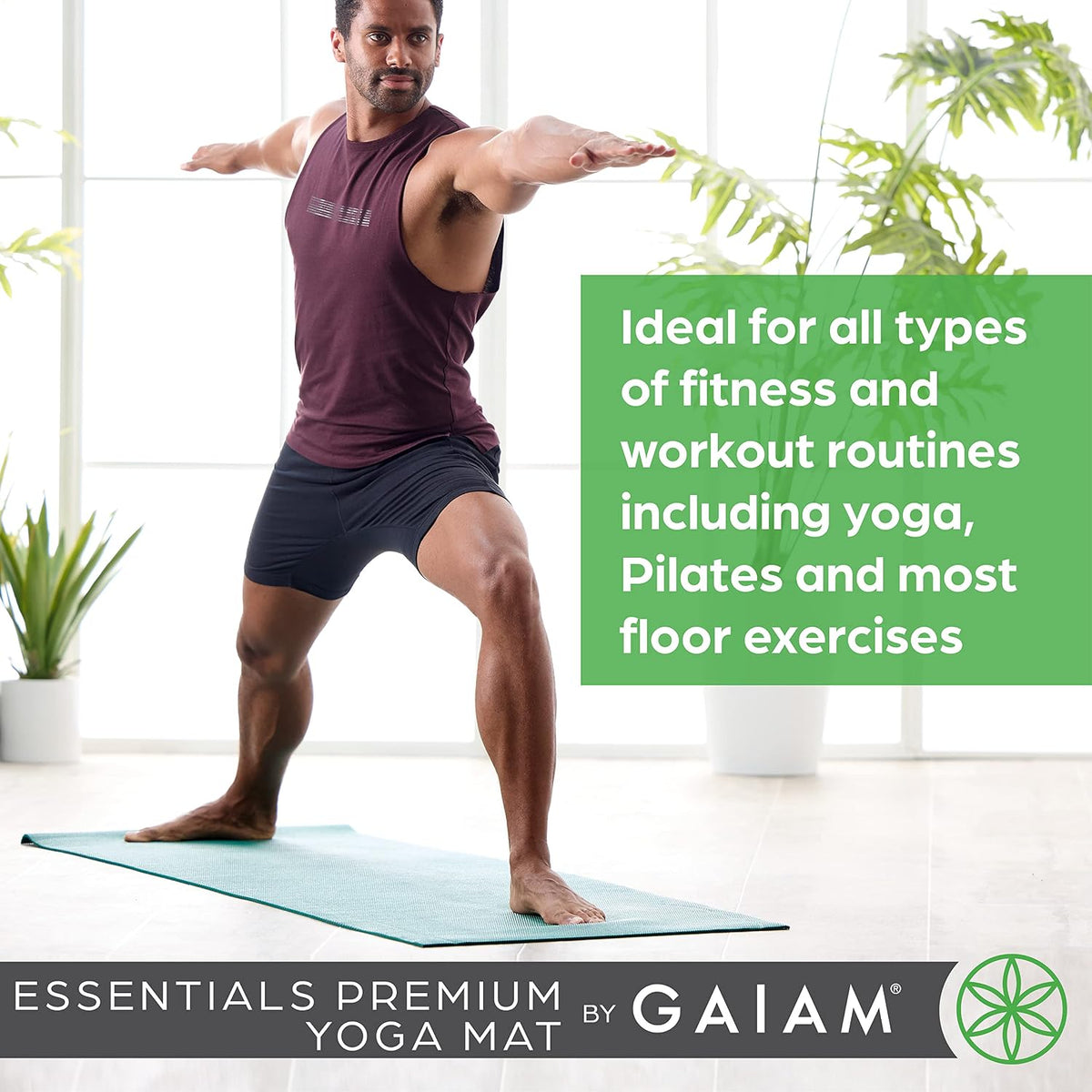 Gaiam Essentials Premium Yoga Mat with Yoga Mat Carrier Slin