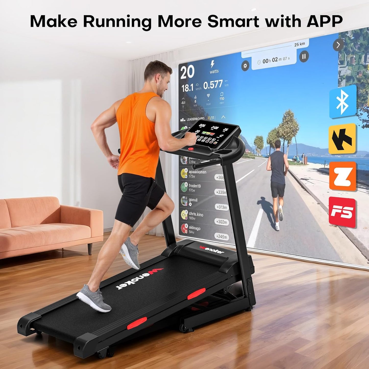 WENOKER treadmill connected to running app