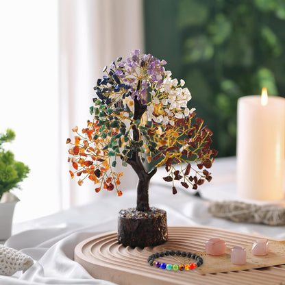 7 Chakra Tree, Gifts for Women, Small House Decor, Tree, Bonsai Tree, Buddha Statue, Home Decor, Crystals, Protection Crystals, Chakra Stones