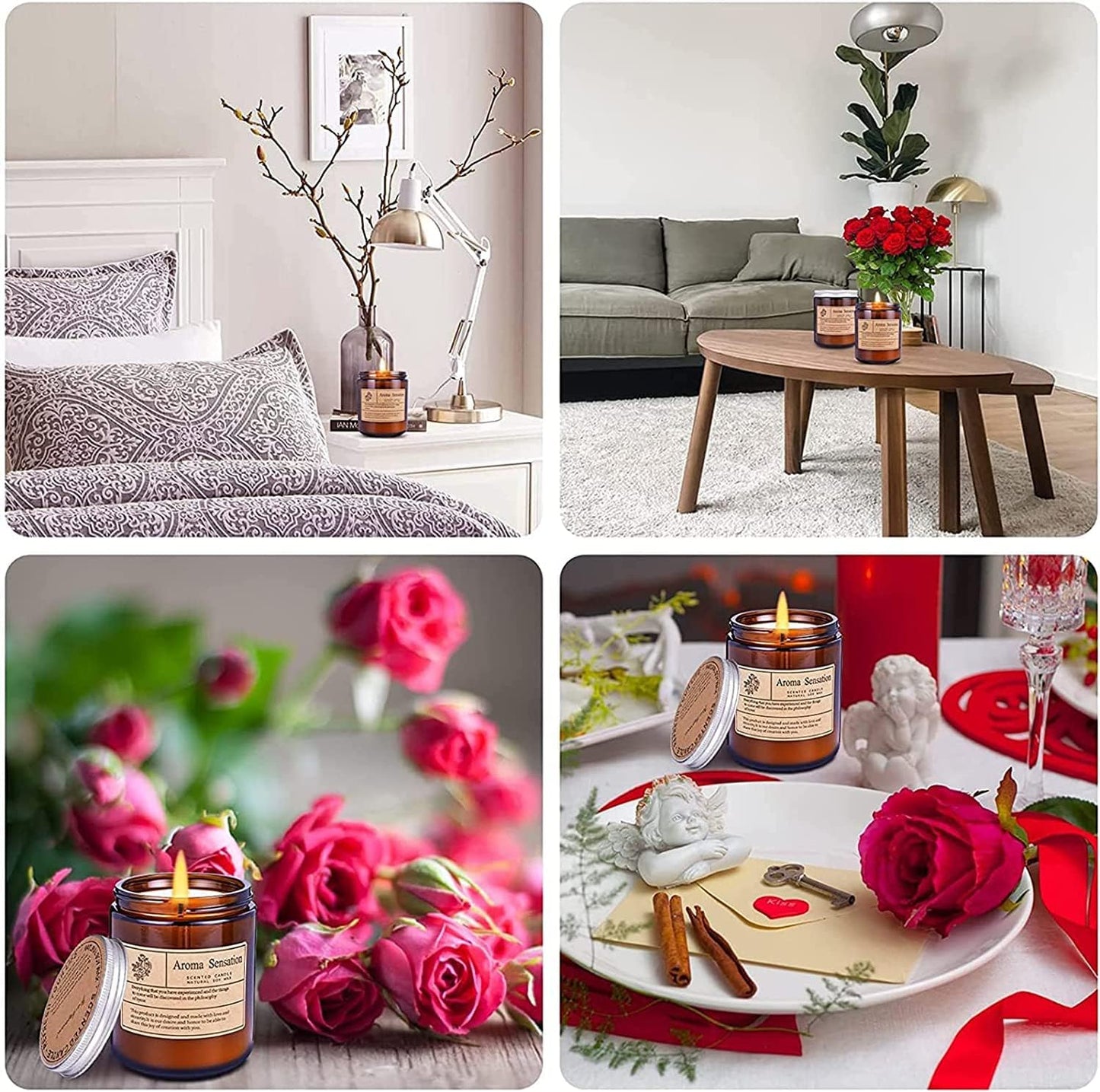 Scented Candles, Highly Scented, Natural Wax, 40 Hours Long Burning, Aromatherapy Candles with Aesthetic Amber Glass, Clean Delicate Fruity Scent for Calming & Stress Relief(Lavender Eucalyptus)