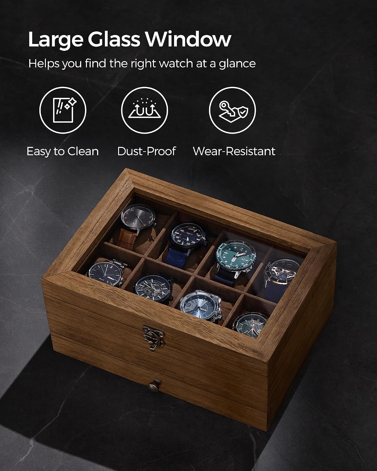 SONGMICS 8 Compartment Watch Holder