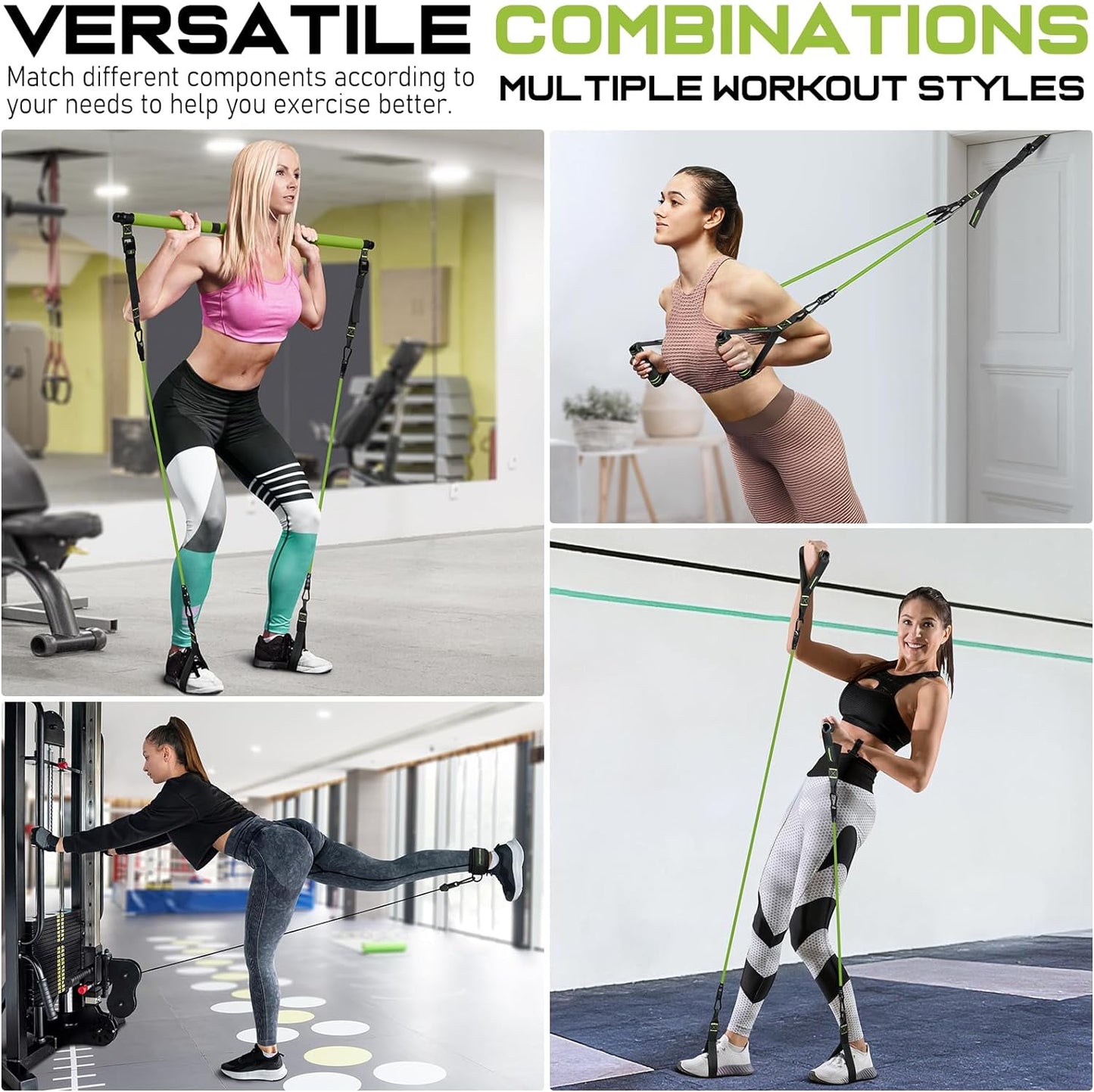 Pilates Bar Kit with Resistance Bands, Multifunctional Yoga Pilates Bar with Heavy-Duty Metal Adjustment Buckle for Women & Men, Home Gym Pilates Resistance Bar Kit forFull Body Workouts