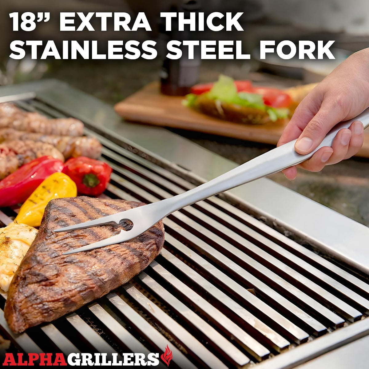 Alpha Grillers Heavy Duty BBQ Accessories - 4pc Grill Tool S
