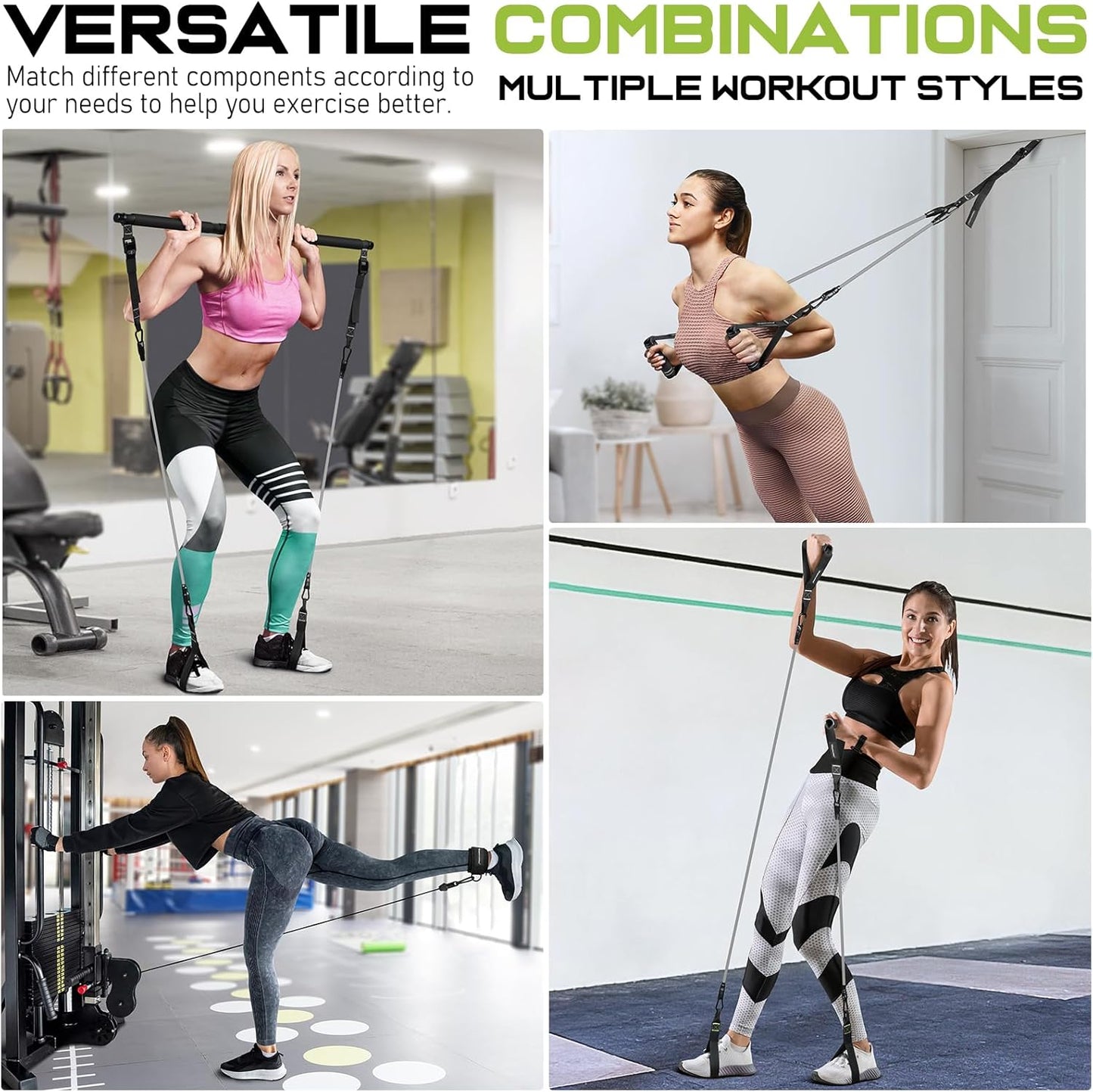 Pilates Bar Kit with Resistance Bands, Multifunctional Yoga Pilates Bar with Heavy-Duty Metal Adjustment Buckle for Women & Men, Home Gym Pilates Resistance Bar Kit forFull Body Workouts