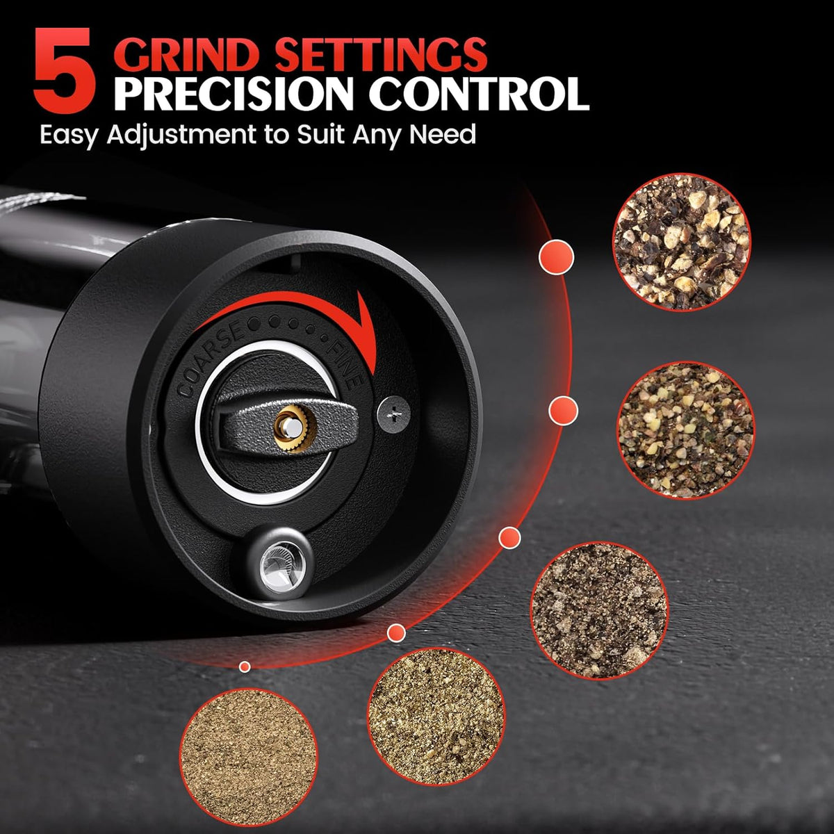 2 Pack Electric Salt and Pepper Grinder Set Automatic Batter