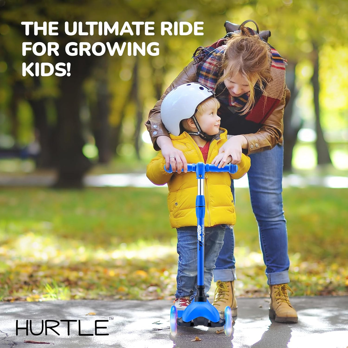 Hurtle Mini Kickboard 3 Wheel Scooter for Kids Ages 2-5