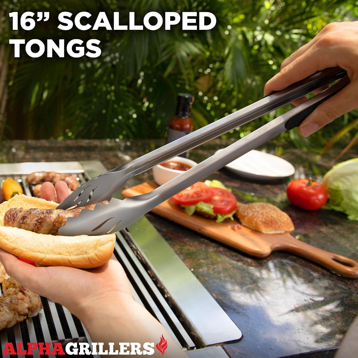 Alpha Grillers Heavy Duty BBQ Accessories - 4pc Grill Tool S