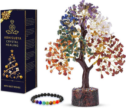 7 Chakra Tree, Gifts for Women, Small House Decor, Tree, Bonsai Tree, Buddha Statue, Home Decor, Crystals, Protection Crystals, Chakra Stones