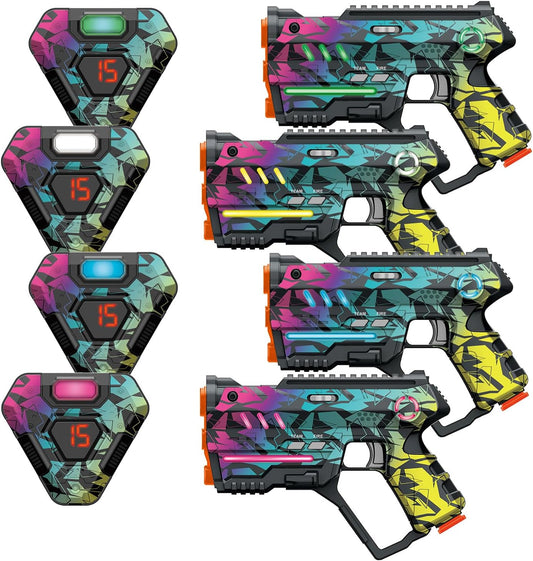 Laser Tag Set of 4, Lazer Tag Game for Kids Indoor & Outdoor Play, Gift Ideas for Kids Teens and Adults, Cool Toys for Teenage Ages 8 9 10 11 12+Year Old Boy & Girls